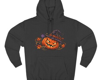 Wicked Jack-o'-Lantern Pumpkin Witch Hat Hoodie | Halloween Pumpkin Sweatshirt