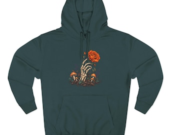Skull with Rose Hoodie | Gothic Floral Skull Sweatshirt