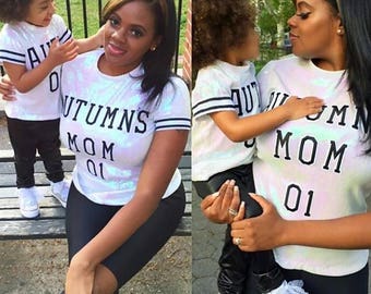 mommy and me sequin jersey shirts with bow