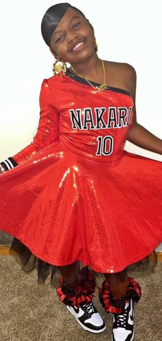 Girls Sequin One Shoulder Birthday Jersey Dress: Custom Name & Number - Etsy