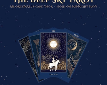 The Deep Sky Tarot | 78 Card Deck | Celestial Gold on Navy