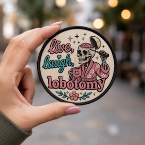 Funny Morale Patch 3" Iron-On & Hook Backing Patch Gothic Skeleton Patch Dark Humor Gift Backpack Hat Jacket Patch