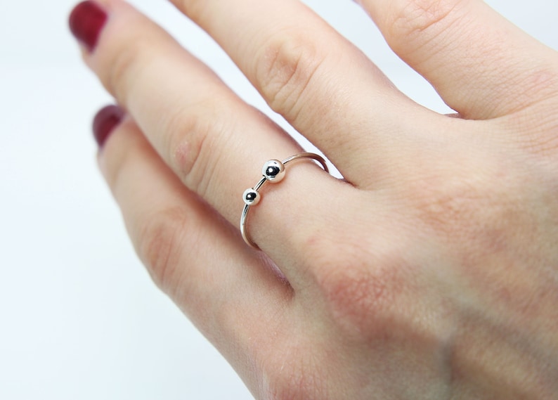 Worry ring Anxiety ring Fidget ring Silver ball ring Etsy