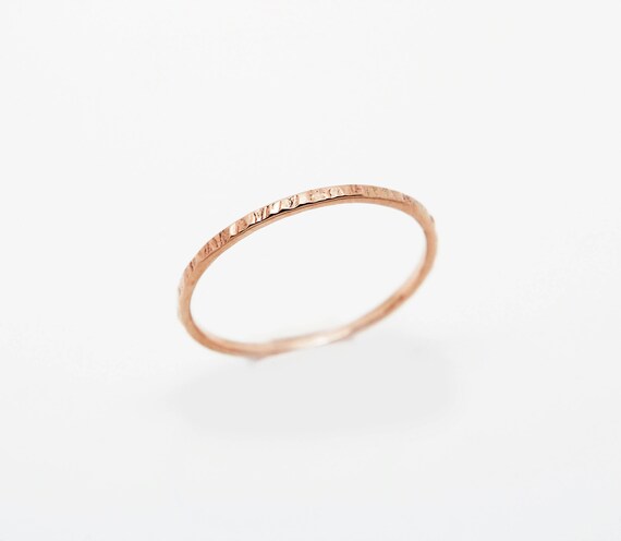 9k Rose Gold Thin Band Sun Red Gold Wedding Band Etsy