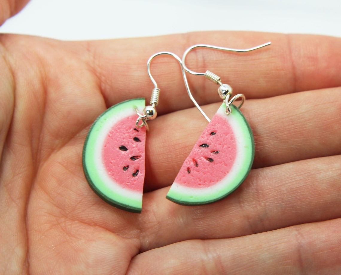 Watermelon earrings Watermelon dangle earrings | Etsy