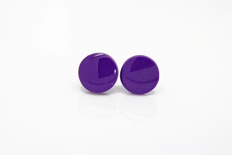 Polymer clay studs minimalist studs Purple Studs sterling silver studs post earrings Plain purple studs polymer clay earrings