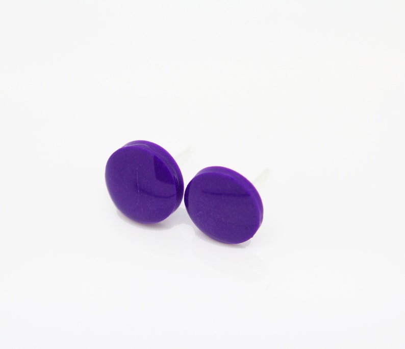 Polymer clay studs minimalist studs Purple Studs sterling silver studs post earrings Plain purple studs polymer clay earrings