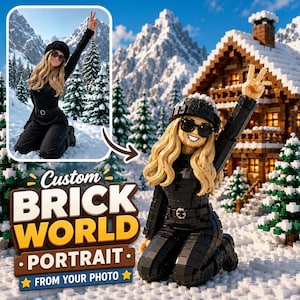 Brick Portrait From Photo | Single-Person Building-Block Digital Download