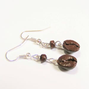 Food Jewelry Coffee Bean Earrings, Coffee Lover Earrings, Coffee Jewelry, Miniature Food Mini Food Clip on and Pierced Cup of Coffee charm image 5