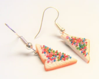 Food Jewelry, Fairy Bread Earrings, Miniature Food Earrings Mini Food Handmade Earrings Fairy Bread Jewelry Kawaii Earrings drop or clip ons