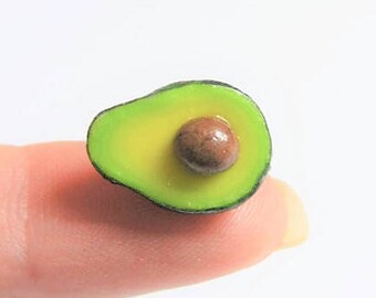 Food Jewelry, Avocado Earrings, Miniature Food Earrings, clip on earrings, Avocado Charm, Mini food Jewelry, Avocado Jewelry, Avocado Stud