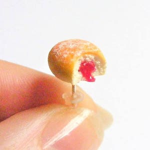 Food Jewelry Donut Earrings Jelly Donut Jelly Doughnut Jewelry Miniature Food Earrings Mini Doughnut Mini Donut Charm Clip on and Pierced
