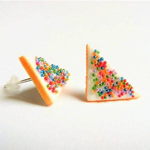 Food Jewelry, Fairy Bread Earrings, Miniature Food Earrings, Mini Food, Handmade Earrings Fairy Bread Jewelry clip on earrings Fairy Jewelry