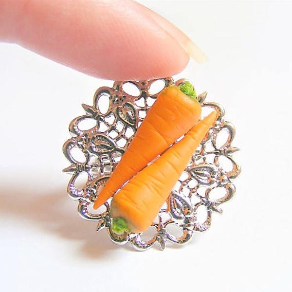 Food Jewelry, Carrot Ring, joke Engagement ring, Carrots Ring One carat Two carrot Three carrot Miniature Food Ring Vegetarian Vegan gift