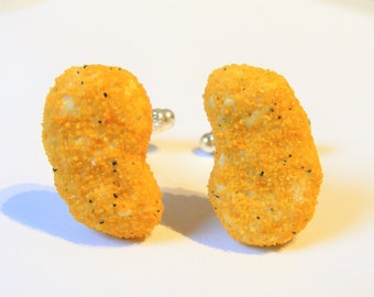 Miniature Food Jewelry, Chicken nugget cuff links, Chicken nugget charm, chicken nugget jewelry, chicken cuff links, Mini Food, nugget lover