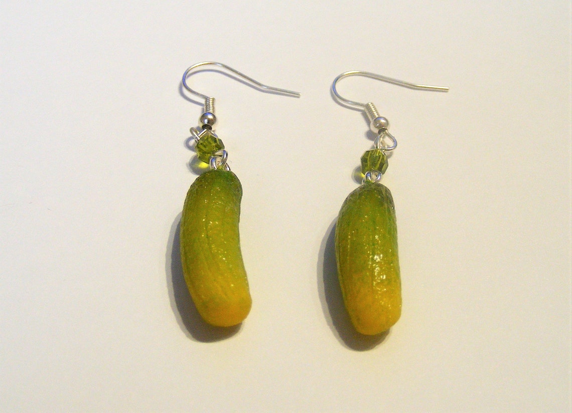 Food Jewelry Pickle Earrings Dill Pickle Earrings Miniature Etsy