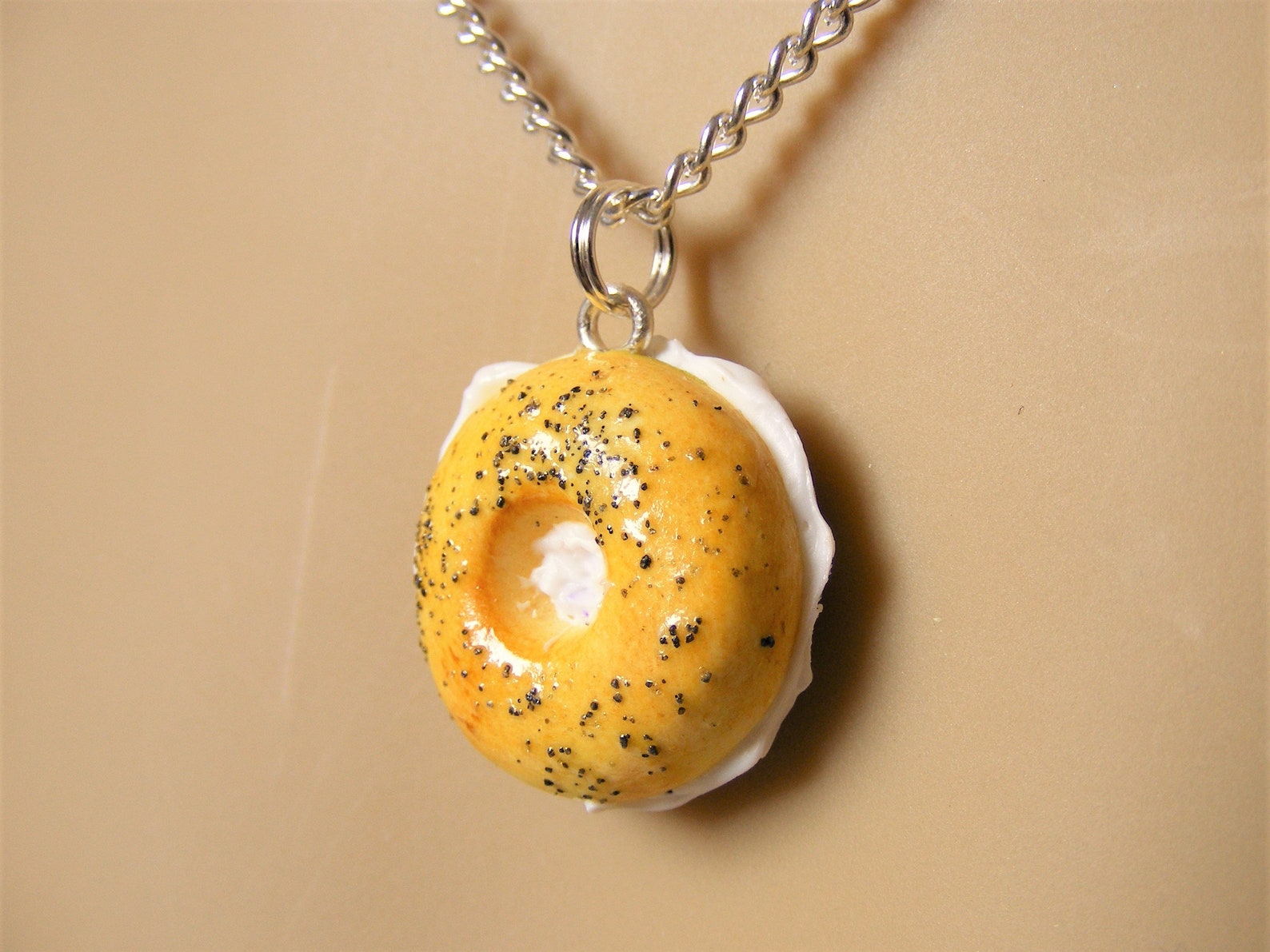 Food Jewelry Bagel Collier Pendentif Bagel au fromage à la Etsy