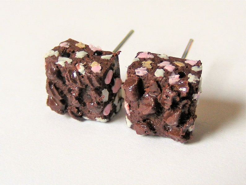 Mini Food Food earrings Rocky road charm Miniature Food Jewelry tray bake earrings Rocky road earrings cake charm gift for baker