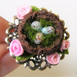 Birds Nest Ring, Eggs in a nest ring, Gift for mother, Mother to be gift, Spring Ring, Pregnancy gift, Nature Lover Ring, Robins eggs