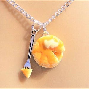 Food Jewelry, Pancake Necklace, Waffle Necklace, Miniature Food Jewelry Mini Food Jewellery, Heart Necklace, Pancake Charm, Pancake Pendant