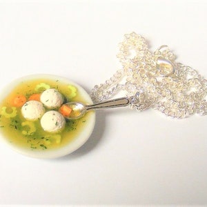 Food Jewelry Matzo ball soup Pendant, Matzah ball Soup Necklace, Kneydl, knaidel, kneidel, Miniature Food Jewellery, Mini Food, Polymer Clay