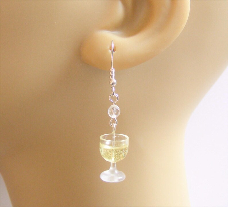 Food Jewelry Glass of Wine Earrings Miniature Food Earrings Etsy