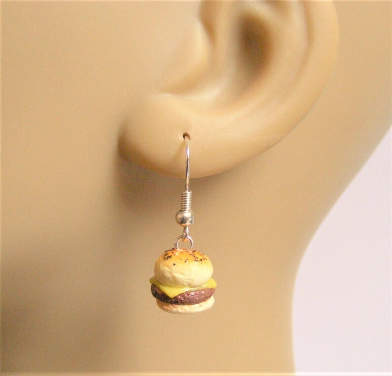 Food Jewelry Cheeseburger Earrings Miniature Food Earrings Etsy