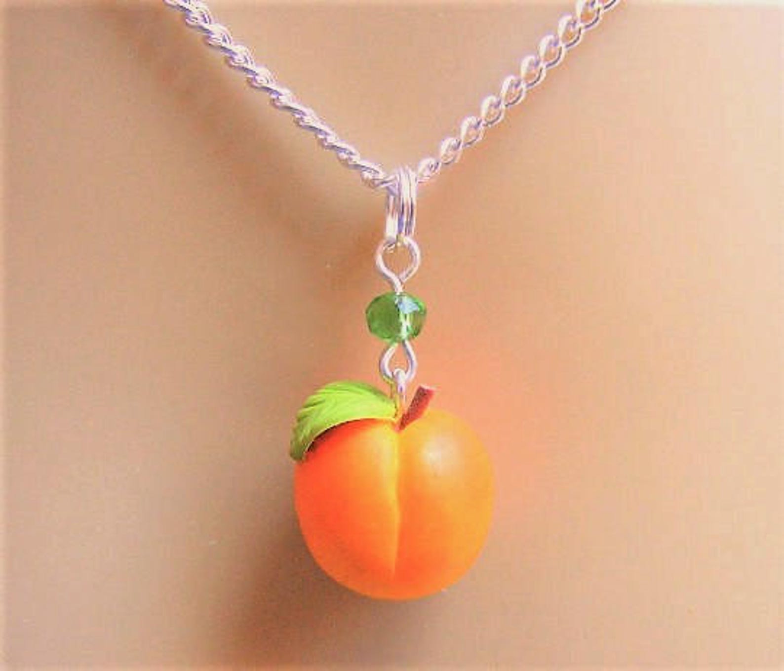 Food Jewelry Peach Necklace Peach Pendant Peach Charm Etsy Canada