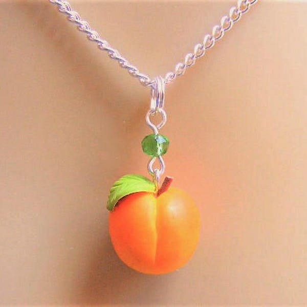 Food Jewelry Peach Necklace, Peach Pendant, Peach Charm, Georgia Peach, Polymer Clay food, Miniature Food, Mini Food Jewellery Fruit Jewelry