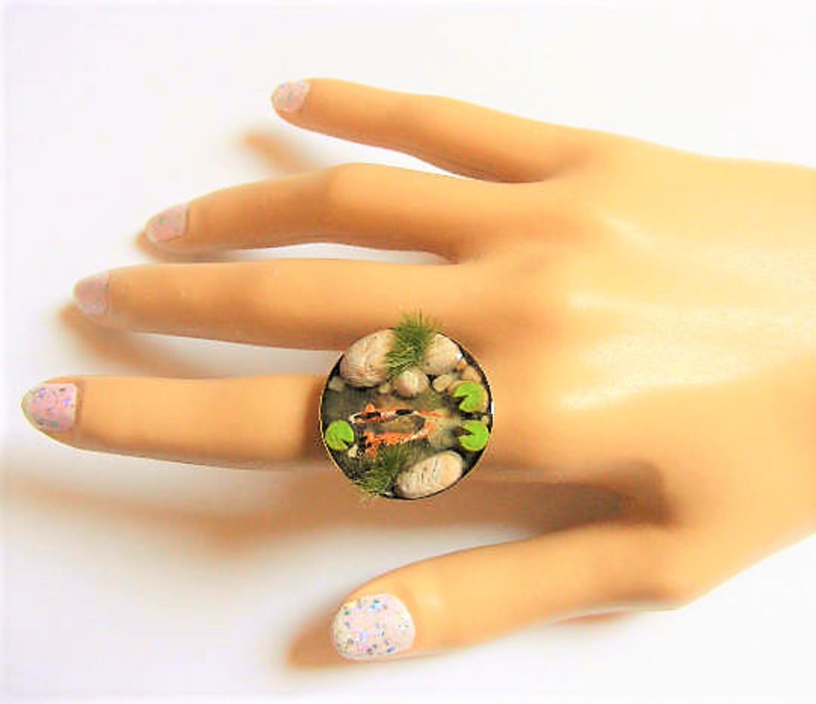 Miniature Koi Fish Pond Ring Fish Pond Jewelry Zen Ring Etsy