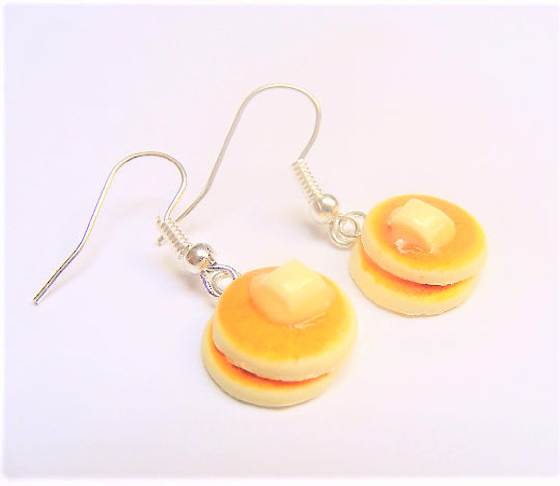 Food Jewelry Pancake Earrings Miniature Food Earrings Food Etsy