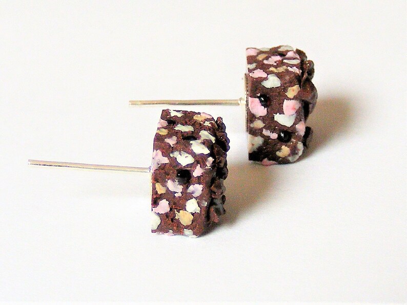 Mini Food Food earrings Rocky road charm Miniature Food Jewelry tray bake earrings Rocky road earrings cake charm gift for baker