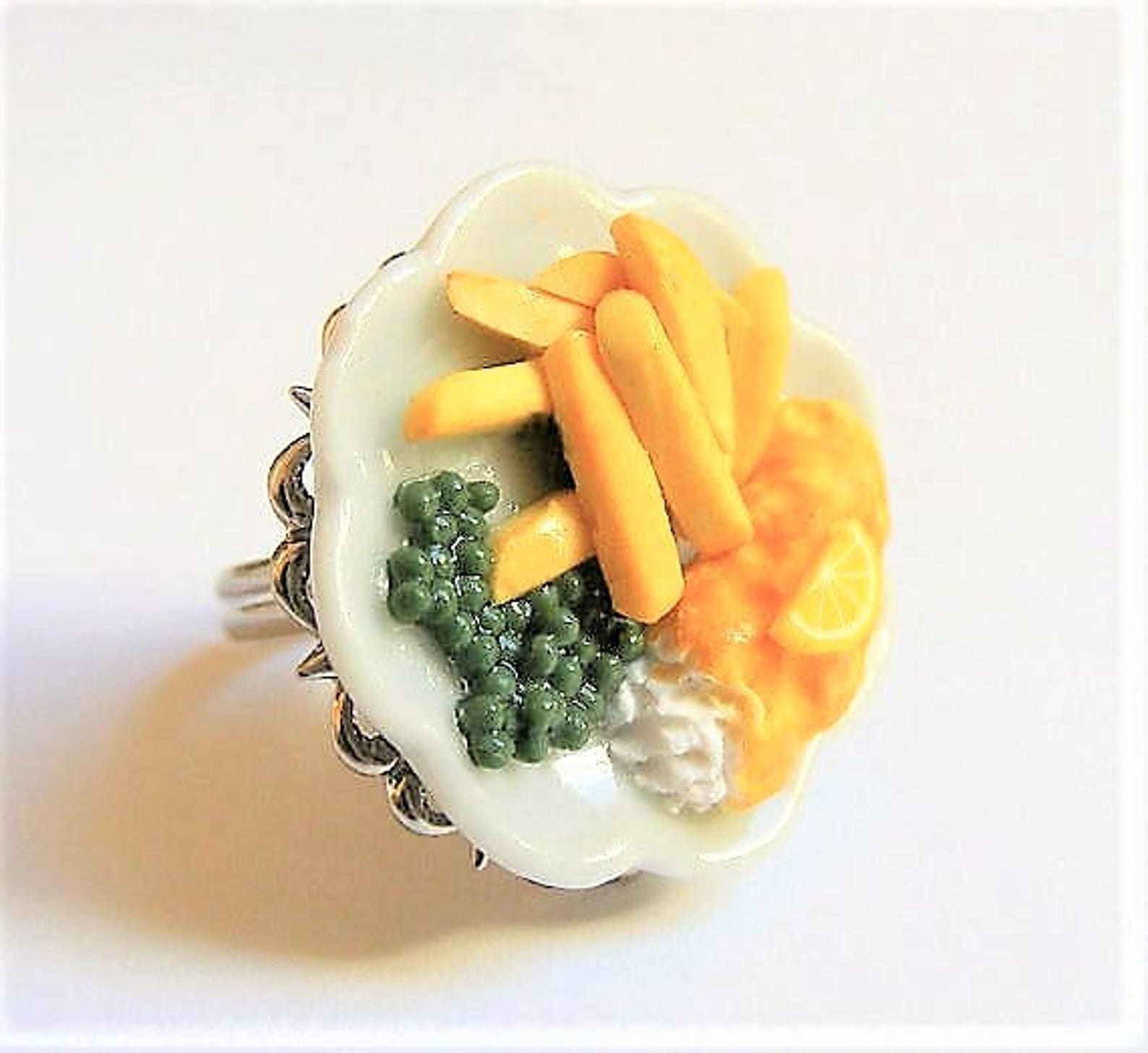 Food Jewelry Fish and Chips Ring Miniature Food Ring Mini Etsy