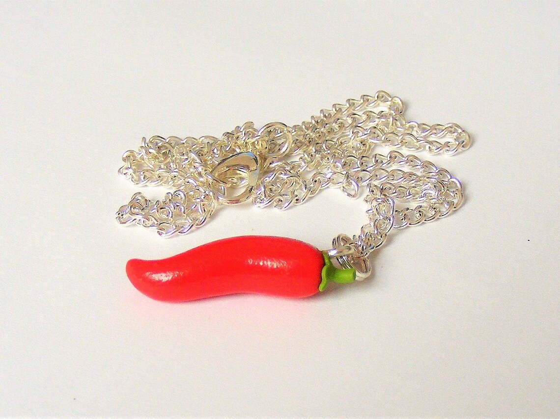 Food Jewelry Chili necklace Chili pendant Chili charm Etsy