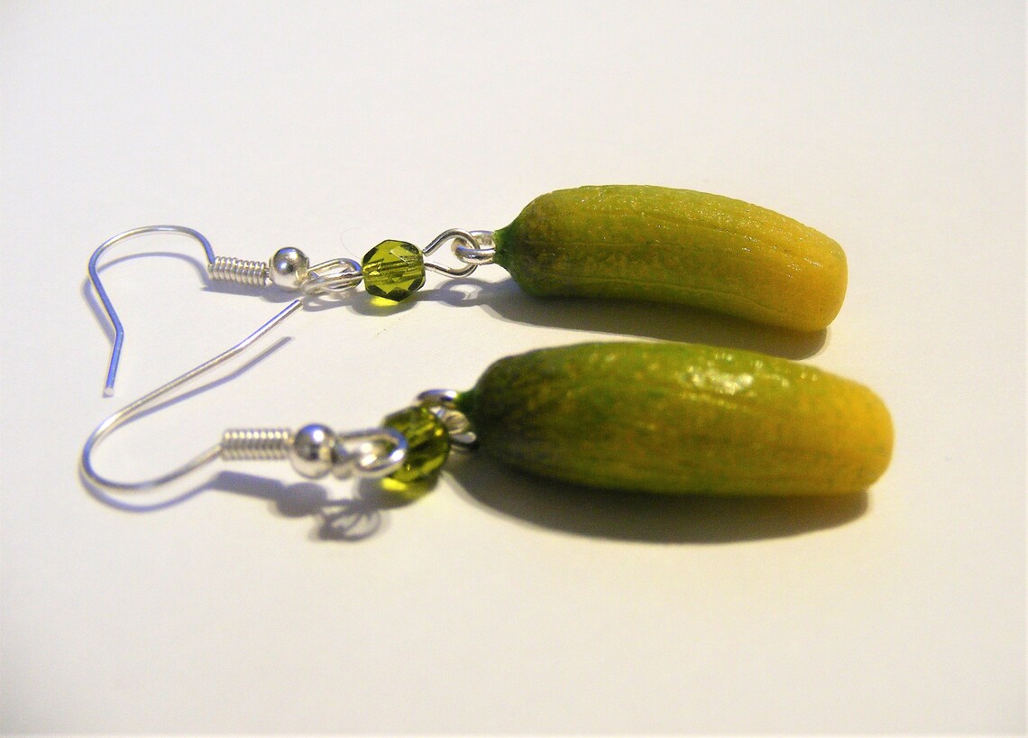 Food Jewelry Pickle Earrings Dill Pickle Earrings Miniature Etsy