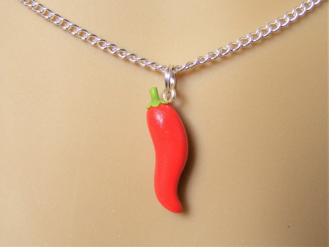 Food Jewelry Chili necklace Chili pendant Chili charm Etsy
