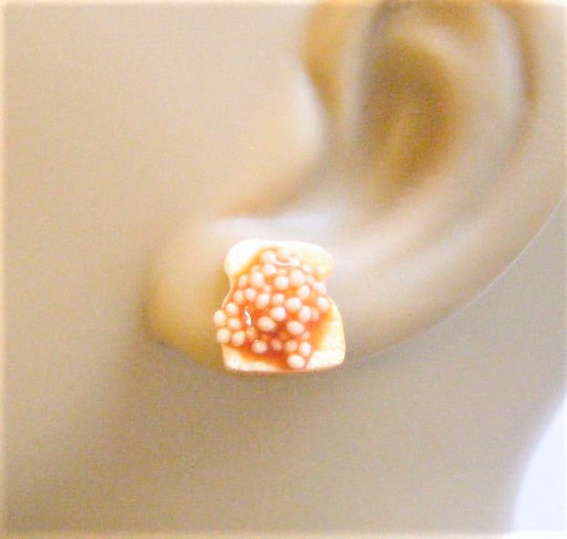 Food Jewelry Egg and Beans on Toast Earrings Miniature Food Etsy