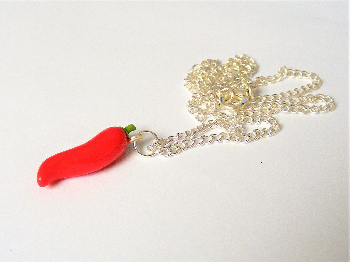 Food Jewelry Chili necklace Chili pendant Chili charm Etsy