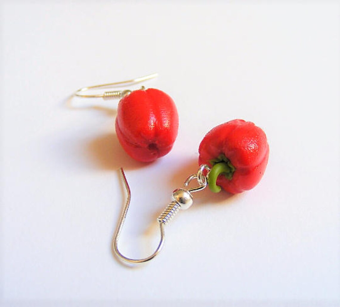 Food Jewelry Bell Pepper Earrings Capsicum Earrings Pepper Etsy