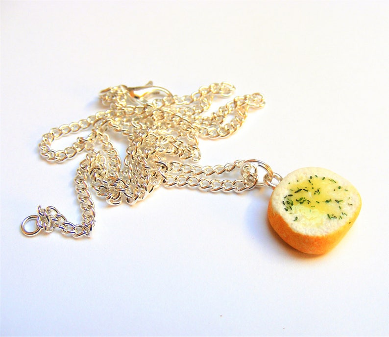Food Jewelry Garlic Bread Pendant Miniature Food Charm Food Etsy