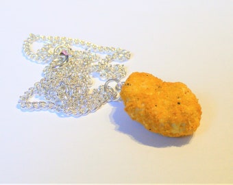 Miniature Food Jewelry, Chicken nugget pendant, Chicken nugget necklace, Chicken nugget charm chicken nugget jewelry Food earrings mini food