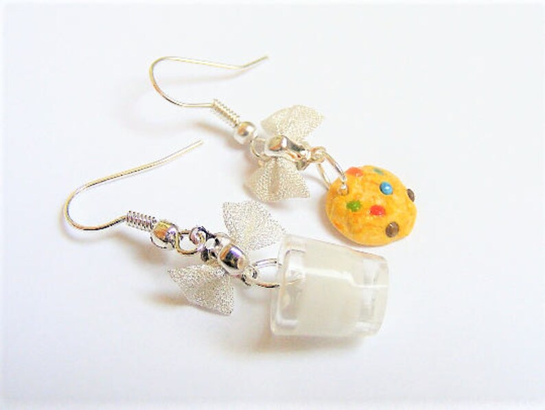 Food Jewelry Milk and Cookie Earrings Rainbow Cookie Earrings Etsy