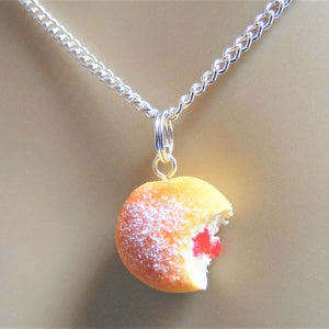 Food Jewelry, Jelly Donut Necklace, Jam Doughnut Necklace, Donut Pendant, Miniature Food, Mini Food, Do Nut Necklace, Kawaii Necklace, Sugar image 5