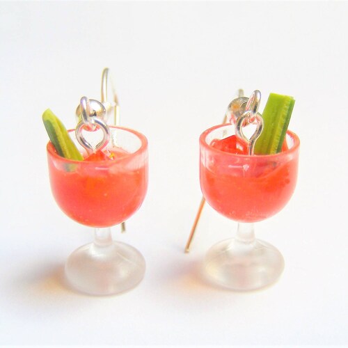 Food Jewelry Bloody Mary Cocktail Earrings Miniature Food Etsy