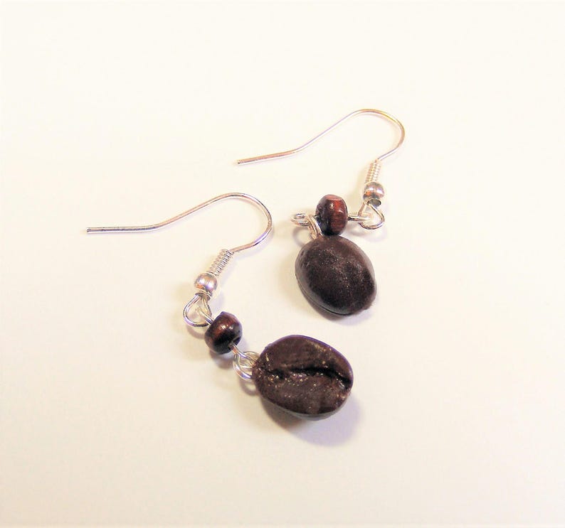 Food Jewelry Coffee Bean Earrings, Coffee Lover Earrings, Coffee Jewelry, Miniature Food Mini Food Clip on and Pierced Cup of Coffee charm image 2