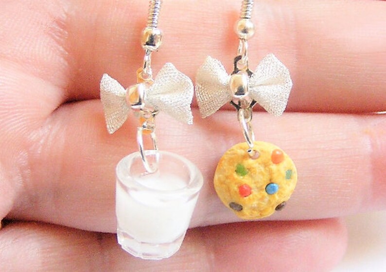 Food Jewelry Milk and Cookie Earrings Rainbow Cookie Earrings Etsy