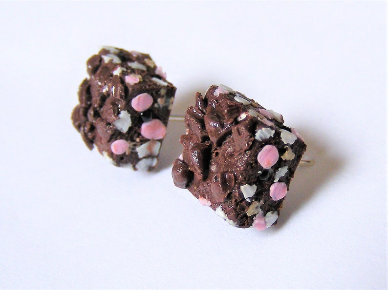 Mini Food Food earrings Rocky road charm Miniature Food Jewelry tray bake earrings Rocky road earrings cake charm gift for baker