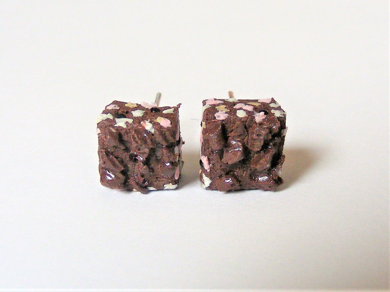 Mini Food Food earrings Rocky road charm Miniature Food Jewelry tray bake earrings Rocky road earrings cake charm gift for baker