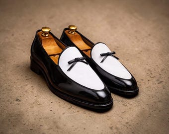 Primo Pelle Zweifarbige Leder-Slipper – Handgefertigte elegante Mokassins