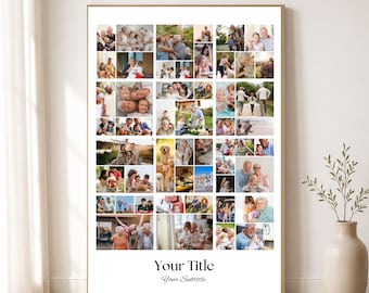Großeltern – 50-Foto-Collage-Vorlage (Canva) – Familienerinnerung – Personalisierte Fotowand – Digitaler Download – Sofort druckbarer Rahmen